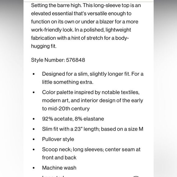 LUXE BALLERINA TOP SLIM FIT TOP WITH A PULLOVER STYLE SCOOP NECK LONG SLEEVES - Picture 7 of 7